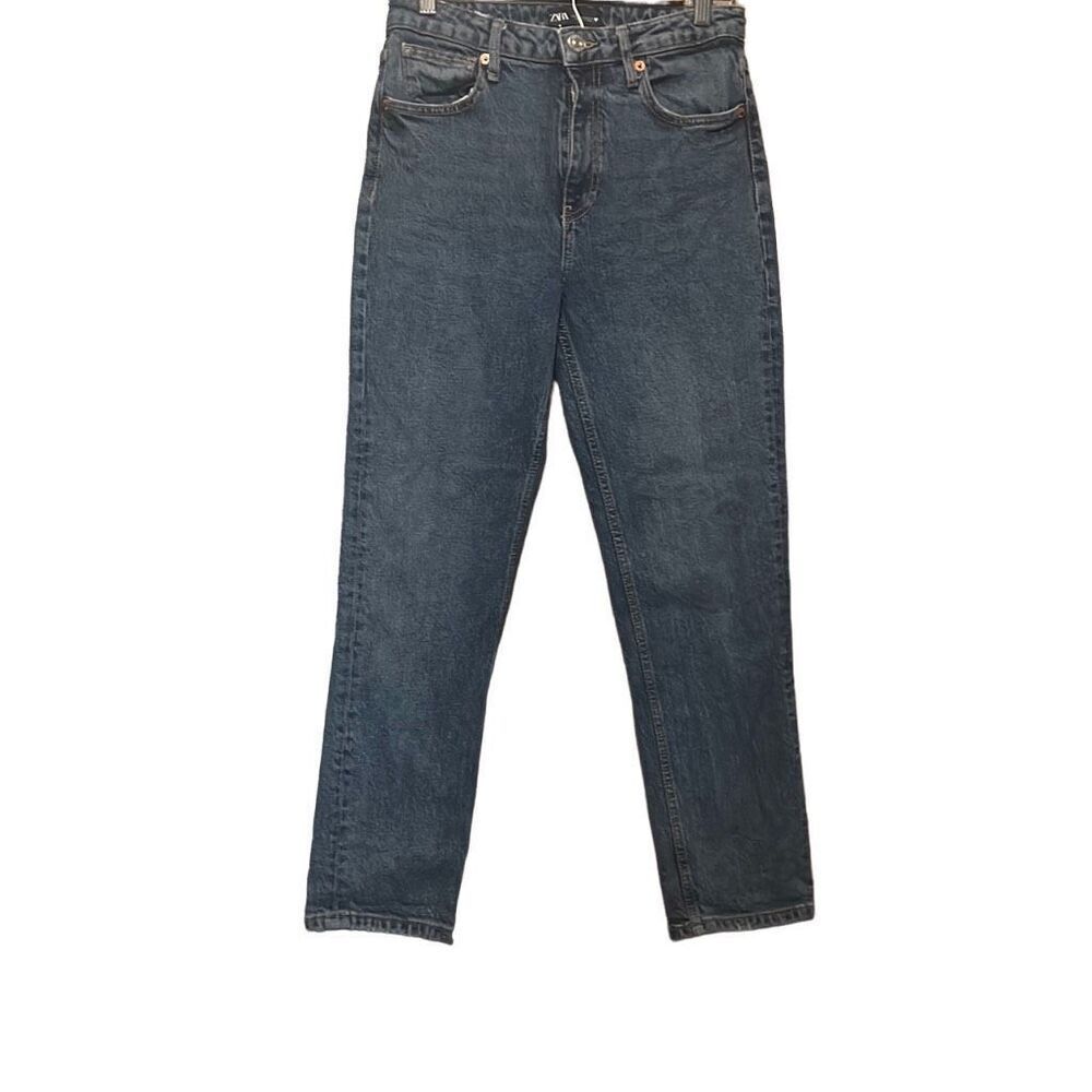 Zara Mom Jeans Blue Denim High Rise Womens Size 6 Classic Casual